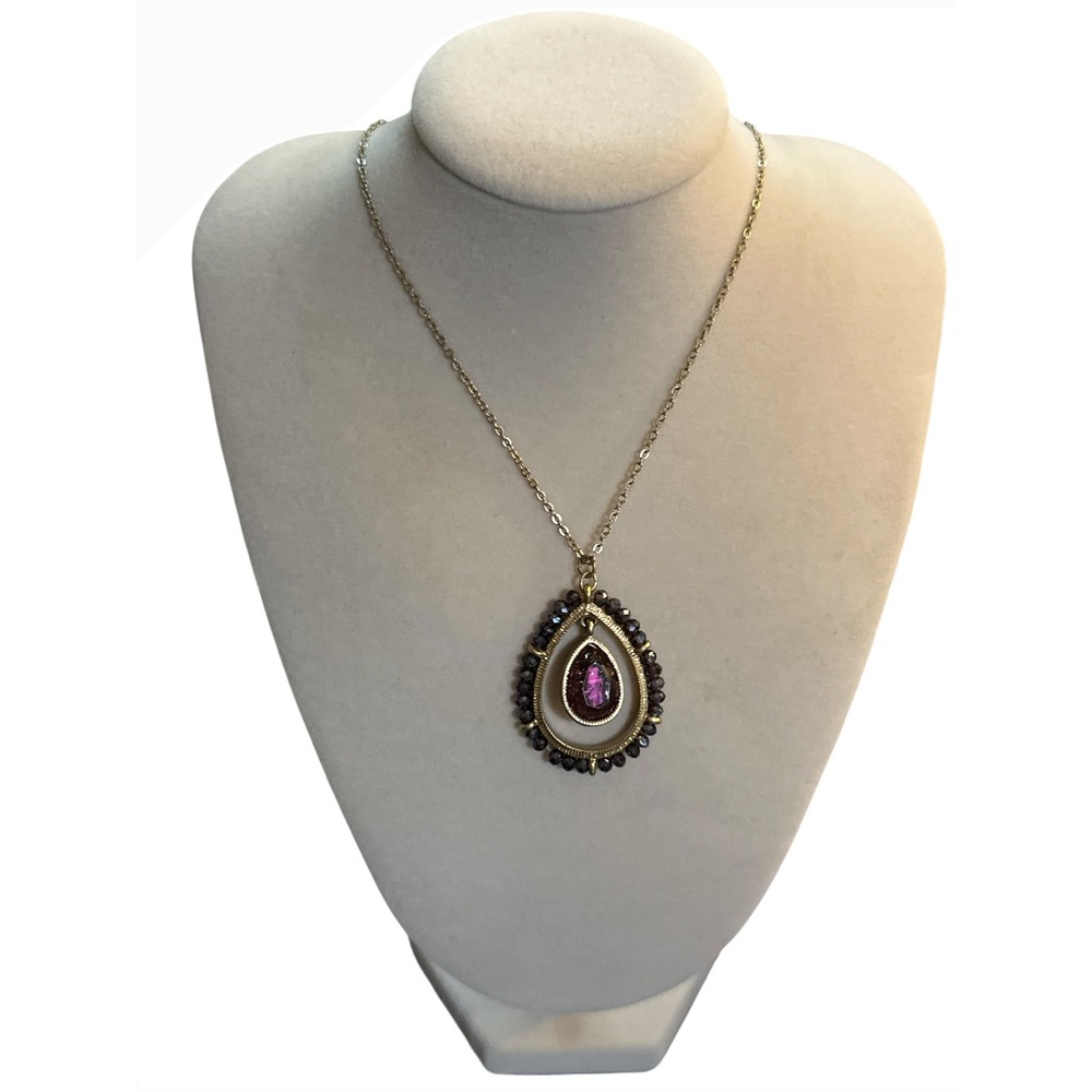VTG, Premier Designs Lovely Purple Teardrop Pendant Necklace